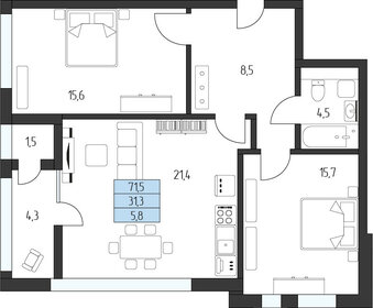 69,7 м², 2-комнатная квартира 18 099 500 ₽ - изображение 21