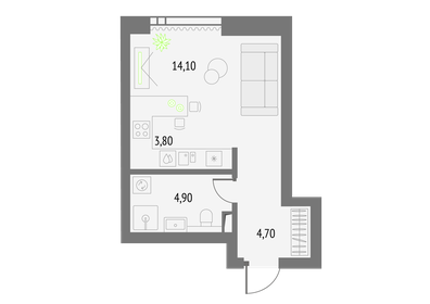 Квартира 27,5 м², студия - изображение 1