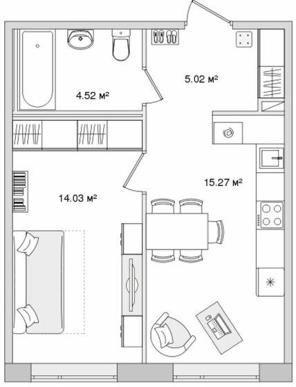 38,8 м², 1-комнатная квартира 10 754 472 ₽ - изображение 1