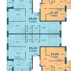 Квартира 64,2 м², 3-комнатная - изображение 2