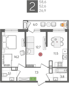 86,1 м², 3-комнатная квартира 9 700 000 ₽ - изображение 52