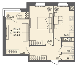 41,9 м², 2-комнатная квартира 3 400 000 ₽ - изображение 60