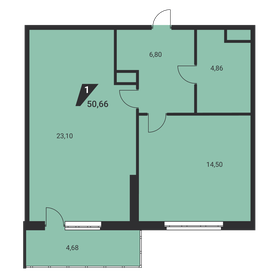 Квартира 50,8 м², 1-комнатная - изображение 2