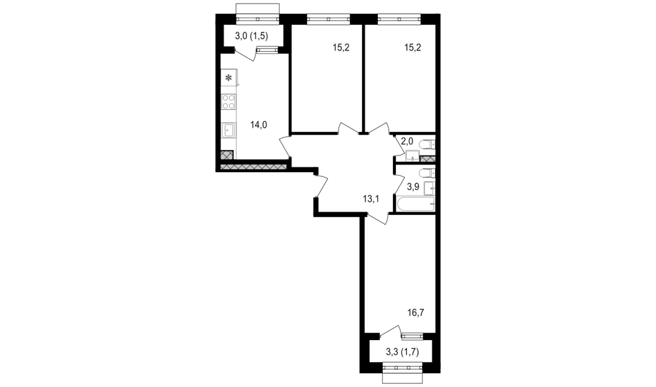 83,8 м², 3-комнатная квартира 30 587 000 ₽ - изображение 1