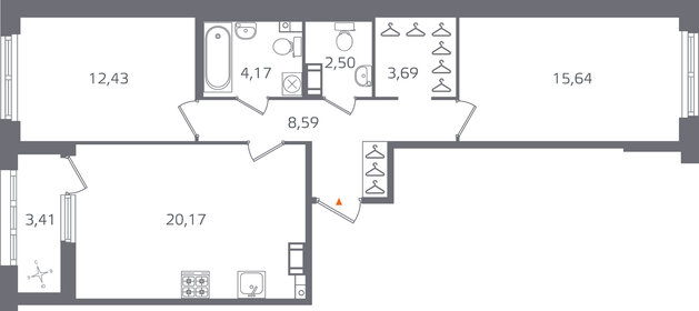 Квартира 68,9 м², 2-комнатная - изображение 1
