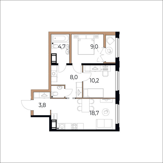 57,3 м², 2-комнатная квартира 9 168 000 ₽ - изображение 51