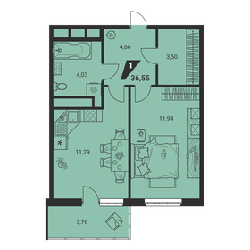 36,7 м², 1-комнатная квартира 6 398 305 ₽ - изображение 1