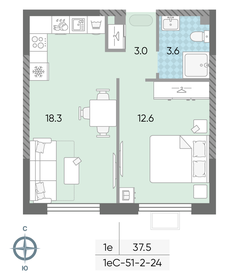 36,8 м², 1-комнатная квартира 12 300 000 ₽ - изображение 47