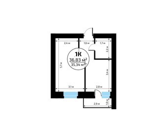32,4 м², 1-комнатная квартира 3 698 136 ₽ - изображение 64