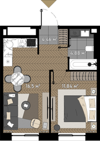 Квартира 37,7 м², 1-комнатные - изображение 1