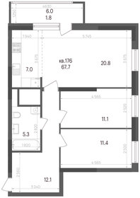 57,6 м², 3-комнатная квартира 4 450 000 ₽ - изображение 69