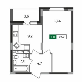 39,3 м², 1-комнатная квартира 3 694 200 ₽ - изображение 60