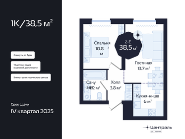 48,5 м², 1-комнатная квартира 6 300 000 ₽ - изображение 44