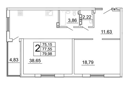 79,8 м², 2-комнатная квартира 11 999 999 ₽ - изображение 85