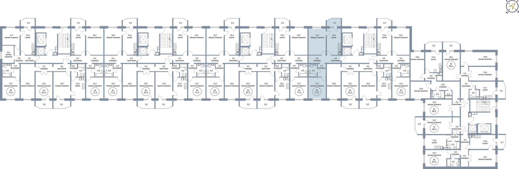 71,3 м², 2-комнатная квартира 7 250 000 ₽ - изображение 19