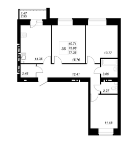 Квартира 77,4 м², 3-комнатная - изображение 1