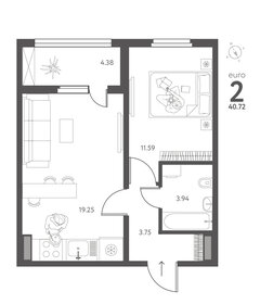 Квартира 40,7 м², 1-комнатная - изображение 1