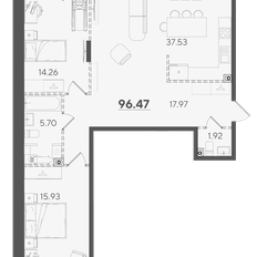 Квартира 96,5 м², 2-комнатная - изображение 2