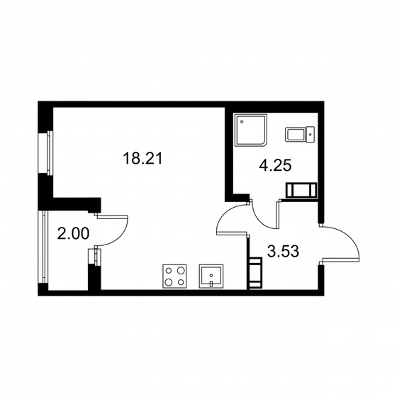 27 м², квартира-студия 4 453 350 ₽ - изображение 1