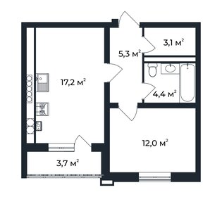 Квартира 43,9 м², 1-комнатная - изображение 1