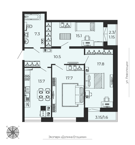 84,7 м², 3-комнатная квартира 10 799 250 ₽ - изображение 1