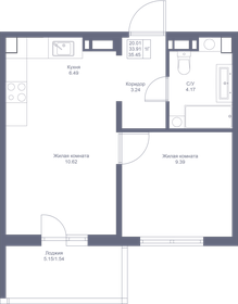 35,5 м², 1-комнатная квартира 6 629 150 ₽ - изображение 8