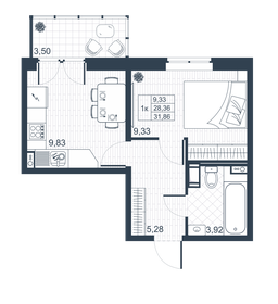 30,1 м², 1-комнатная квартира 4 394 956 ₽ - изображение 13