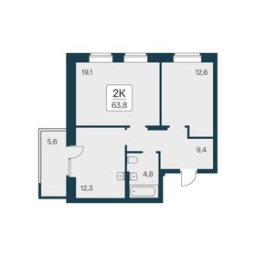 Квартира 63,8 м², 2-комнатная - изображение 1