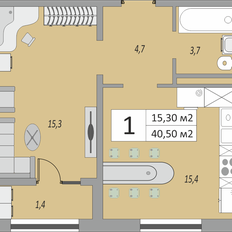 Квартира 40,5 м², 1-комнатная - изображение 2