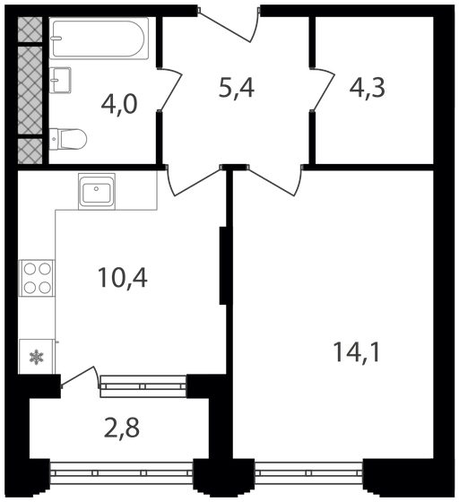 41 м², 1-комнатные апартаменты 9 741 600 ₽ - изображение 1