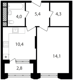 39,4 м², 1-комнатные апартаменты 9 956 380 ₽ - изображение 19