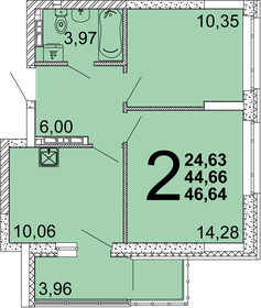 49,5 м², 2-комнатная квартира 6 450 000 ₽ - изображение 70