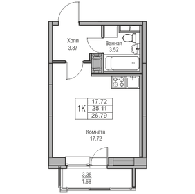 Квартира 25,1 м², студия - изображение 1