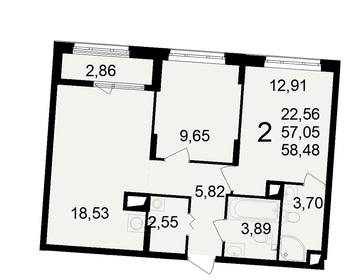 Квартира 58,5 м², 2-комнатная - изображение 1