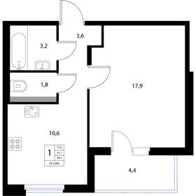 39,8 м², 1-комнатная квартира 6 805 800 ₽ - изображение 29