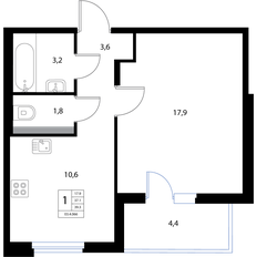 Квартира 39,3 м², 1-комнатная - изображение 2