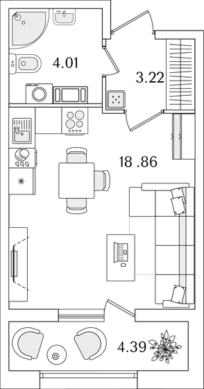 28,3 м², квартира-студия 8 260 538 ₽ - изображение 28