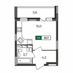 Квартира 25,7 м², студия - изображение 1