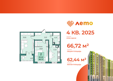 62,4 м², 2-комнатная квартира 5 931 800 ₽ - изображение 63