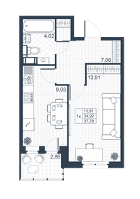 Квартира 36,4 м², 1-комнатная - изображение 1