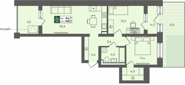 92,1 м², 3-комнатная квартира 9 420 000 ₽ - изображение 24