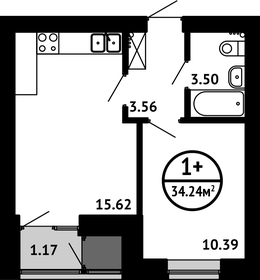 Квартира 34,2 м², 1-комнатная - изображение 1