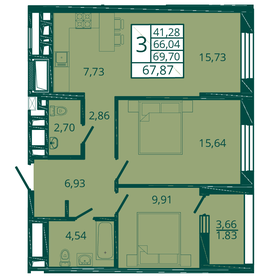 62,8 м², 3-комнатная квартира 5 900 000 ₽ - изображение 112