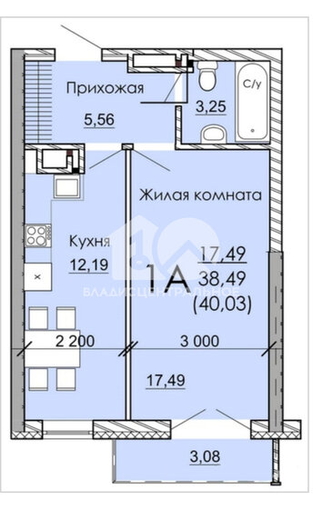 40 м², 1-комнатная квартира 4 250 000 ₽ - изображение 1