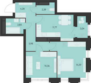 Квартира 54,9 м², 2-комнатная - изображение 1