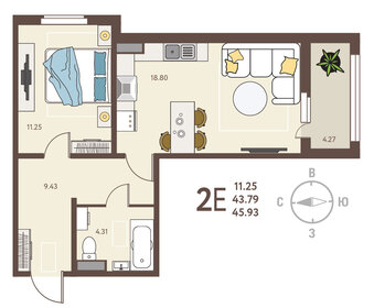 46,3 м², 1-комнатная квартира 5 089 700 ₽ - изображение 27