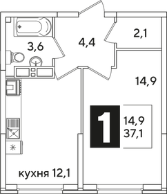 37,1 м², 1-комнатная квартира 7 353 220 ₽ - изображение 29