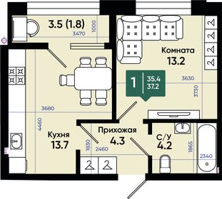 Квартира 37,3 м², 1-комнатная - изображение 1