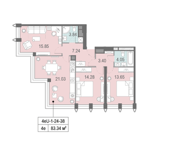 Квартира 85,3 м², 3-комнатная - изображение 1