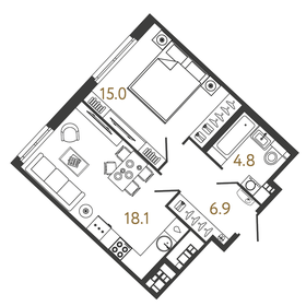 49,5 м², 1-комнатная квартира 19 390 000 ₽ - изображение 80